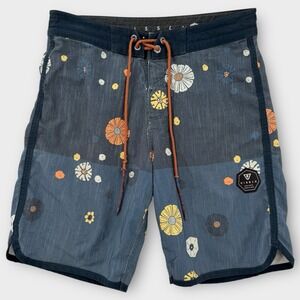 Vissla Board Shorts Mens 28 Floral Surf Swim Trunks Recycled Stretch Blue Surf